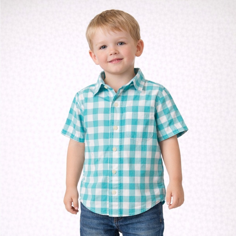 Carter's Teal Checkered Button Down Shirt